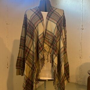 NWT Altar’d State open front cardigan sweater long sleeve plaid pattern fringe